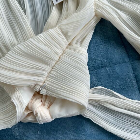 Zara Pleated Crepe Blouse Crop Top Tie Bow Back - Picture 8 of 10